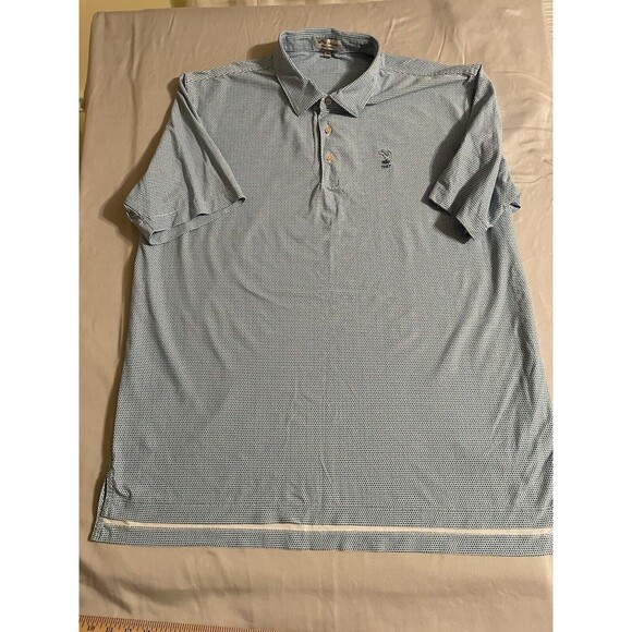 Peter Millar Polo Shirt Men Size XL Blue Dot Pattern Summer Comfort Short Sleeve - Picture 1 of 7